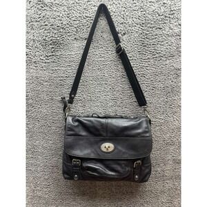 Fossil Maddox Long Live Vintage 1954 Leather Laptop Messenger Bag Black
